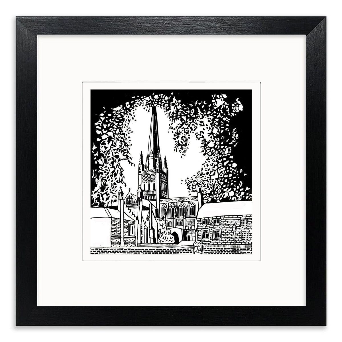 Norwich Cathedral Mounted Digital Print with framing options Zoe Howard