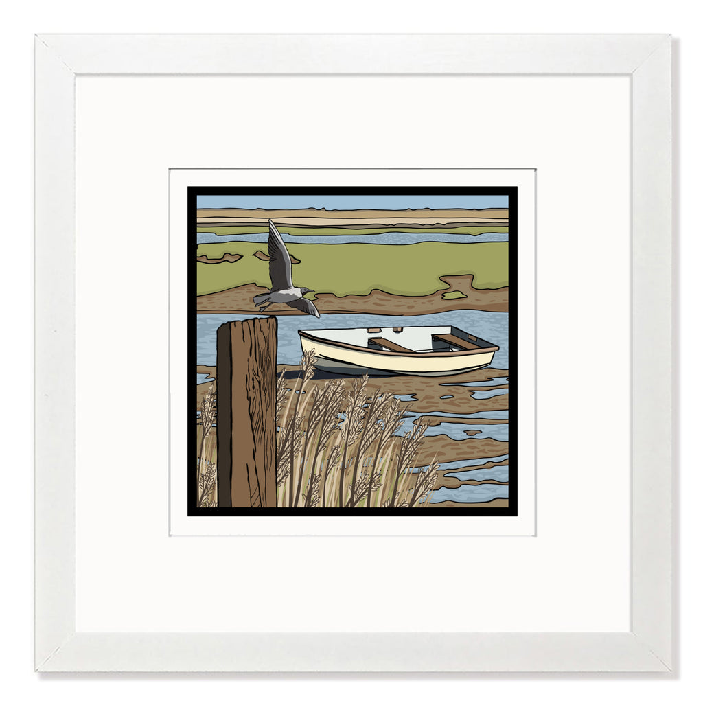 Stranded Boat Mounted Digital Print with framing options