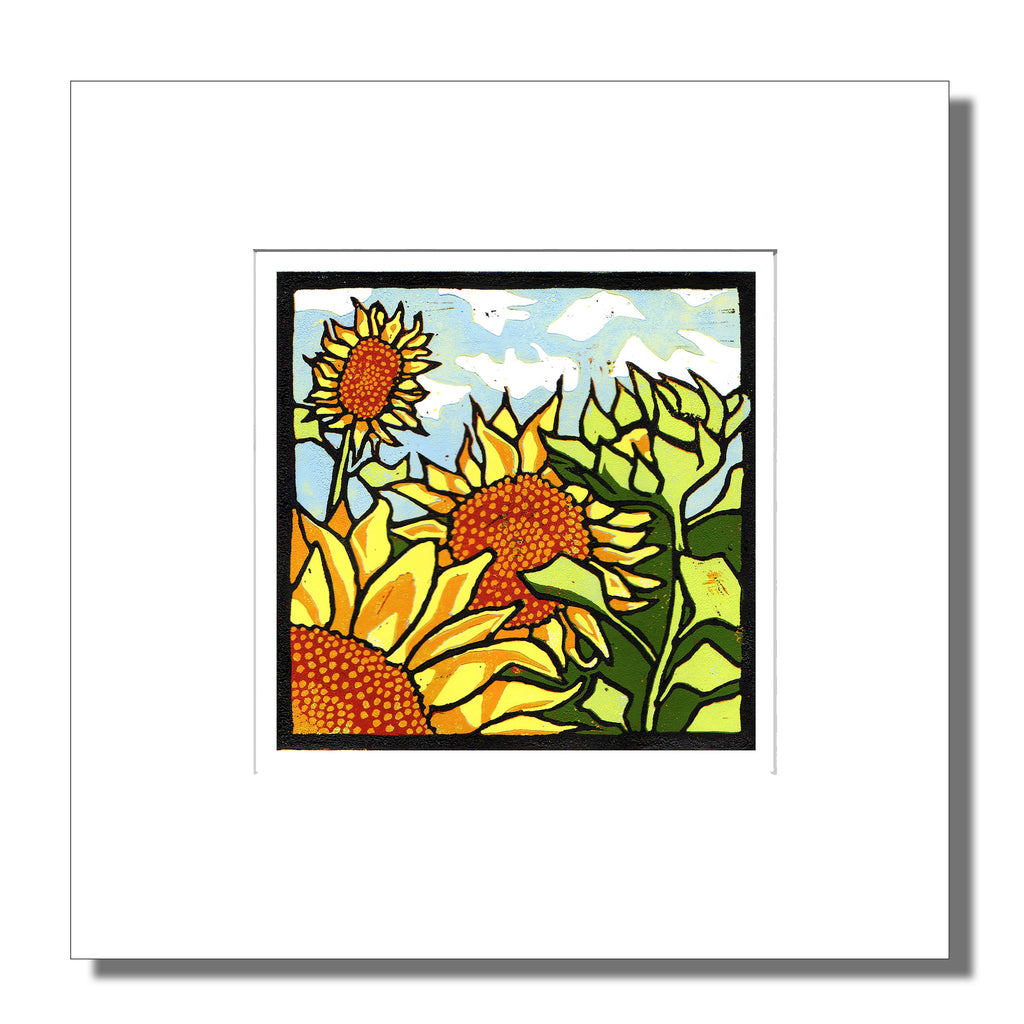 Field of Sunflowers Mounted Digital Print with framing options