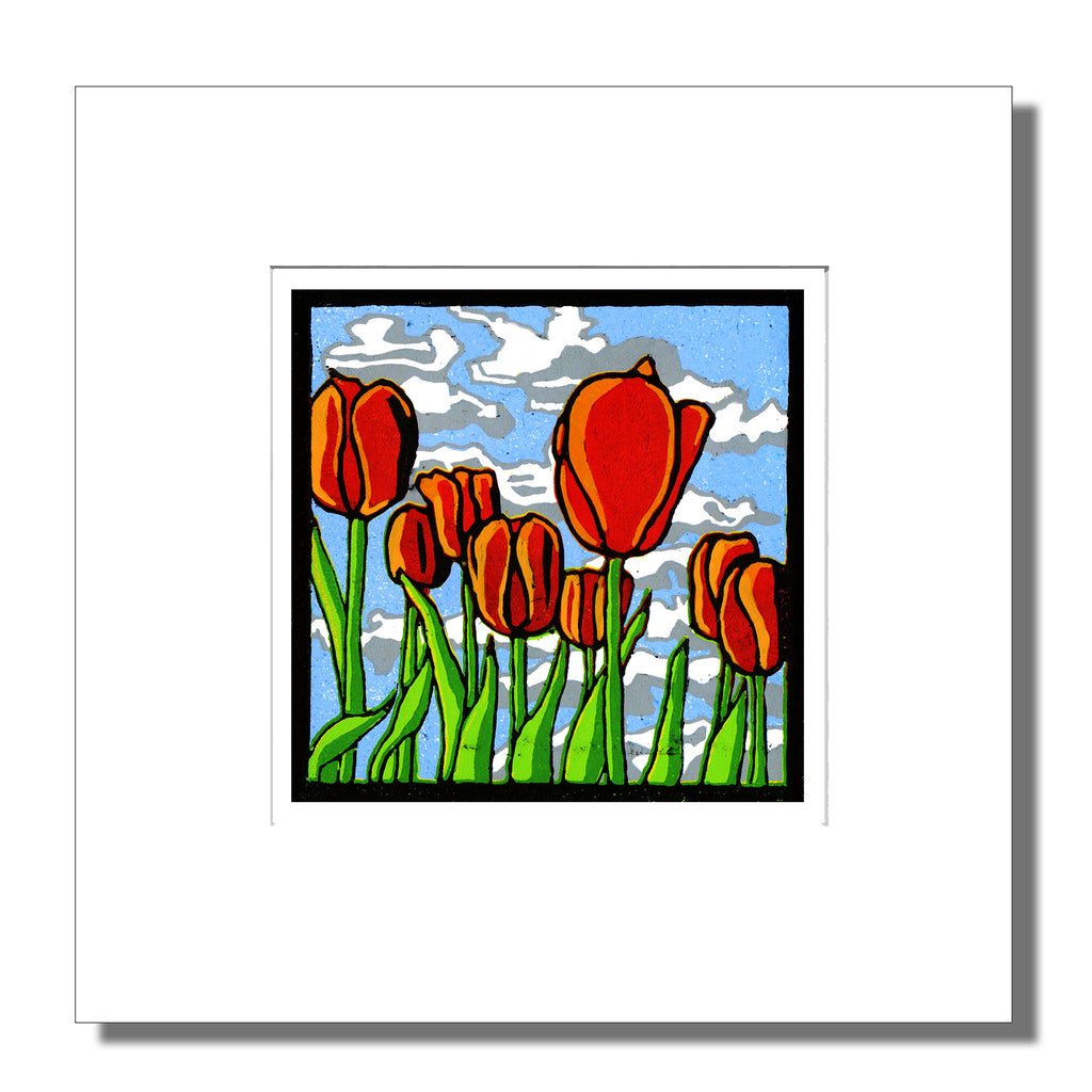 Red Tulips Mounted Digital Print with framing options
