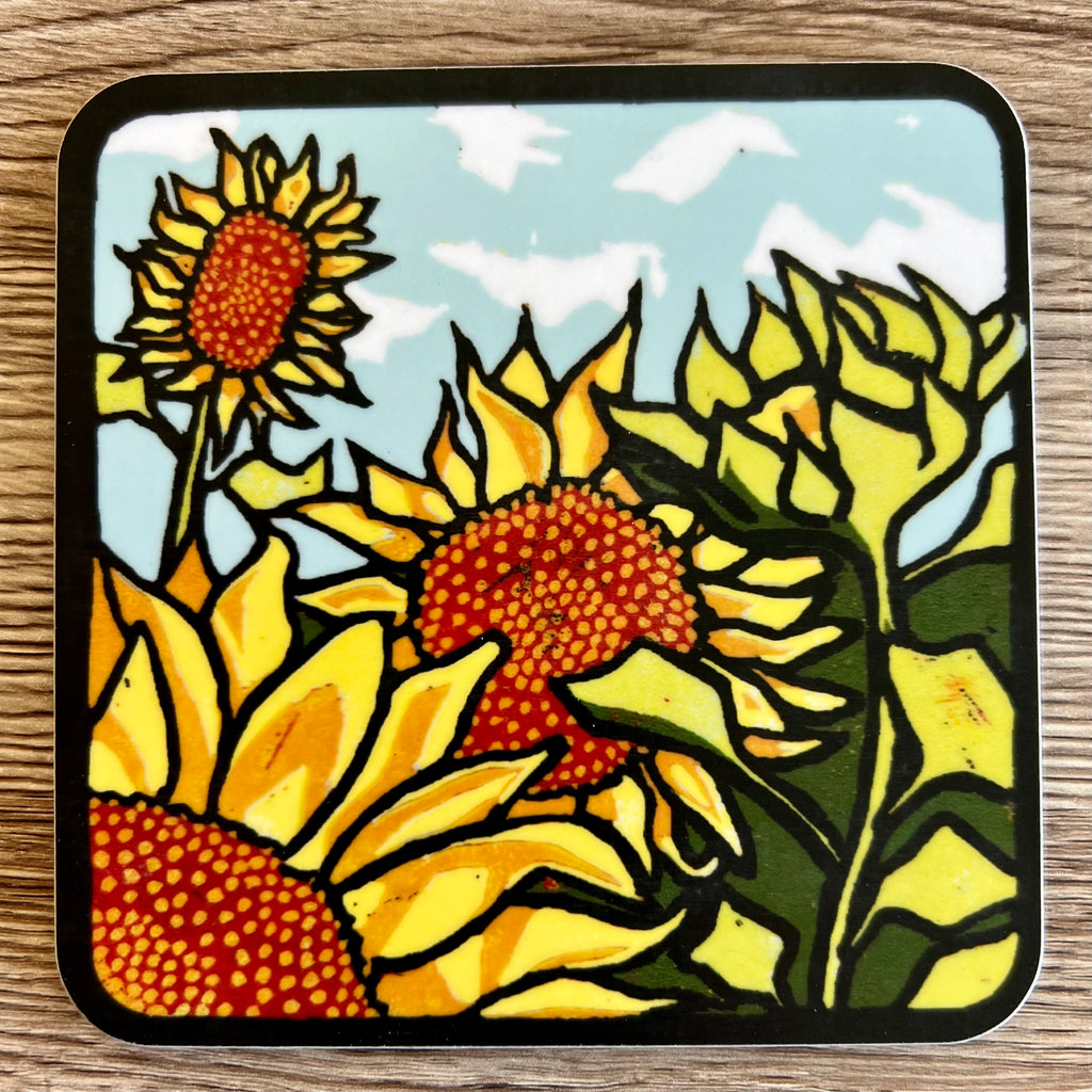 Field of Sunflowers Melamine Coaster with Cork backing