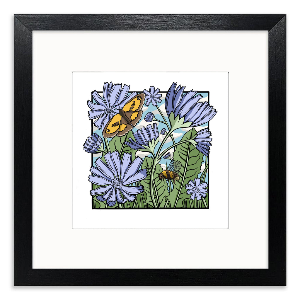 Meadow Series - Chicory Mounted Digital Print with framing options