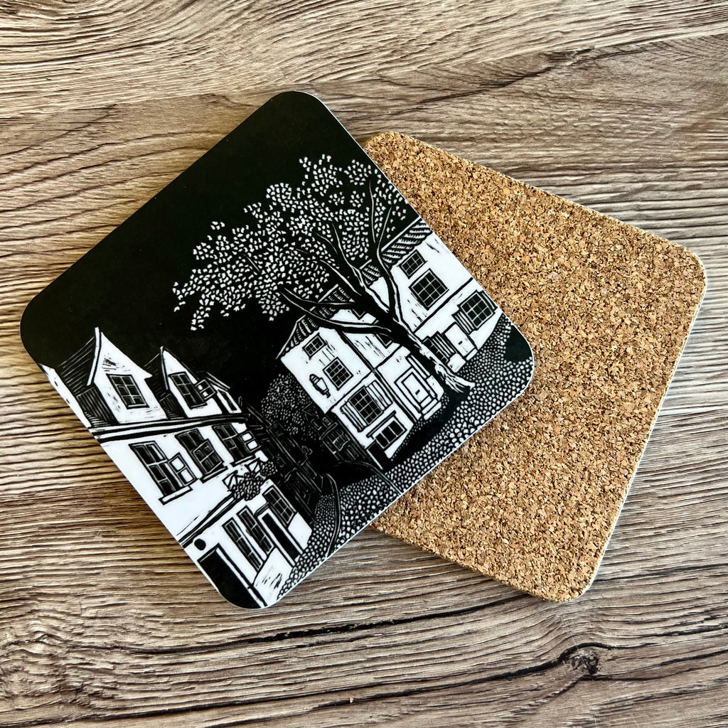 Elm Hill, Norwich Melamine Coaster with Cork backing