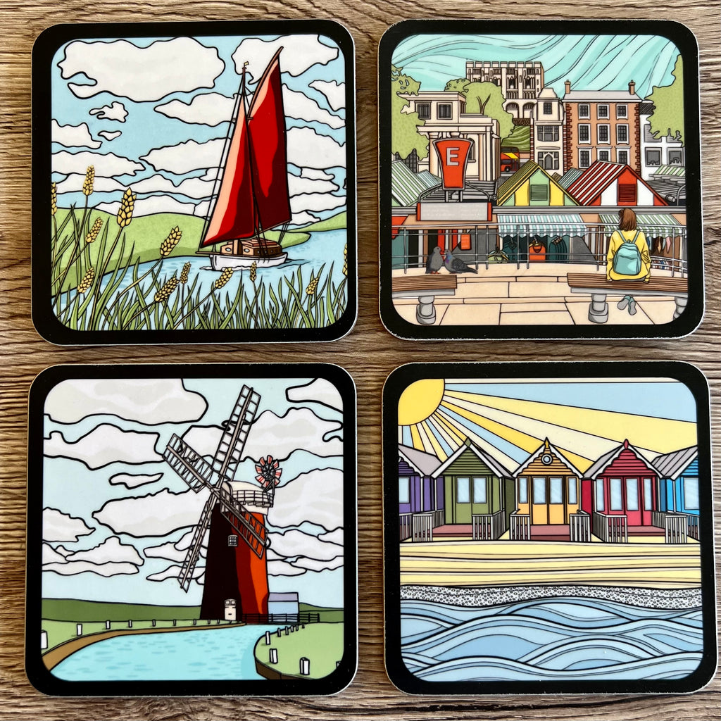 Norwich City Centre Melamine Coaster with Cork backing