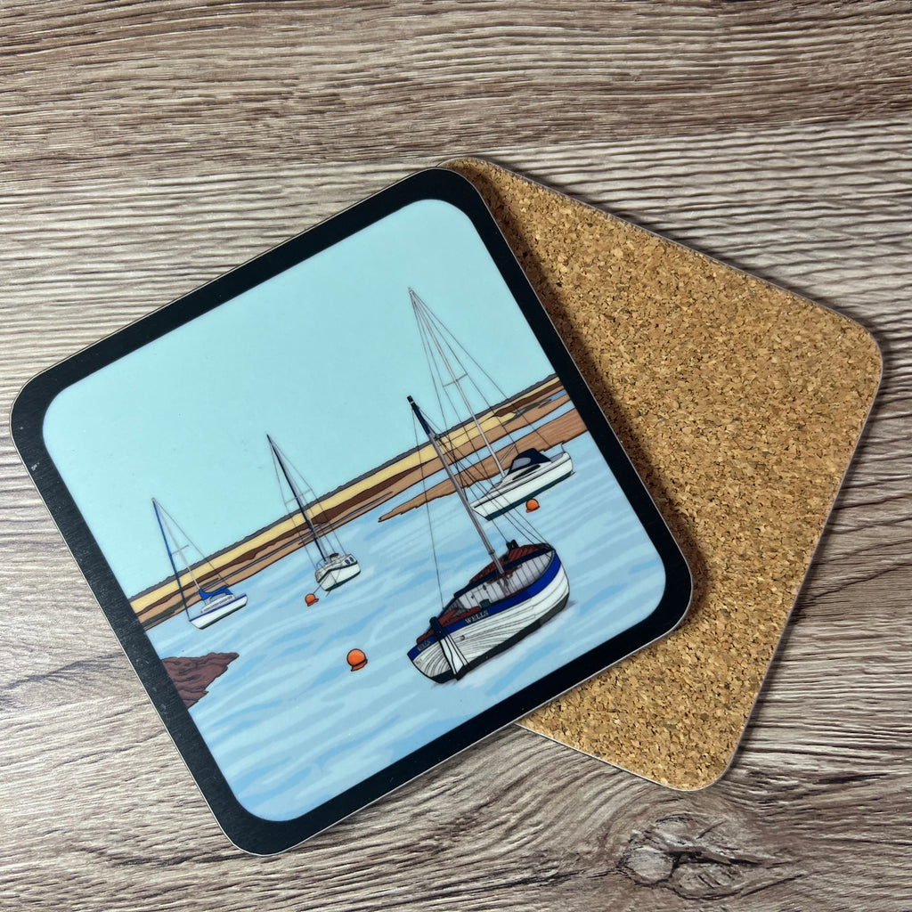 Beautiful Blakeney Boats, Norfolk Series Coaster by Artist Zoe Howard