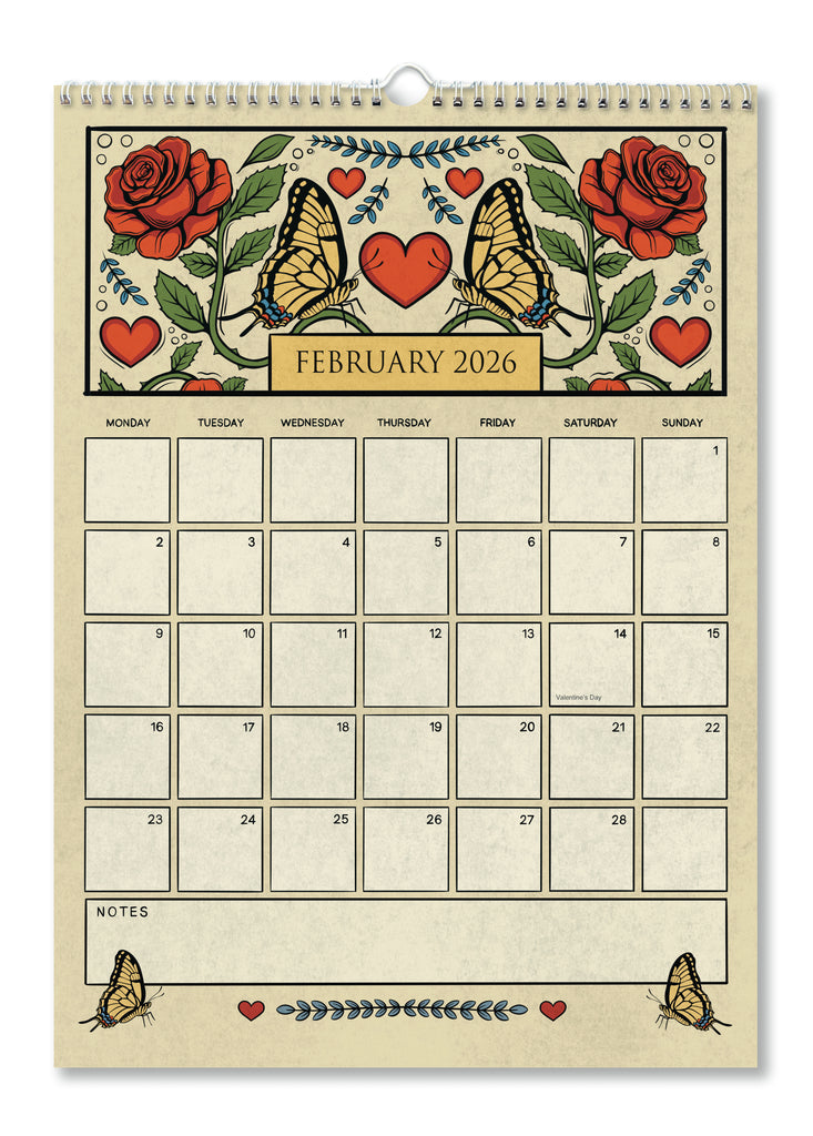 A4/ A3 Academic Wall Calendar 16 Months / Sept 2025 - Dec 2026 / Artwork by Zoe Howard / Perfect gift for family and friends / Free Postage