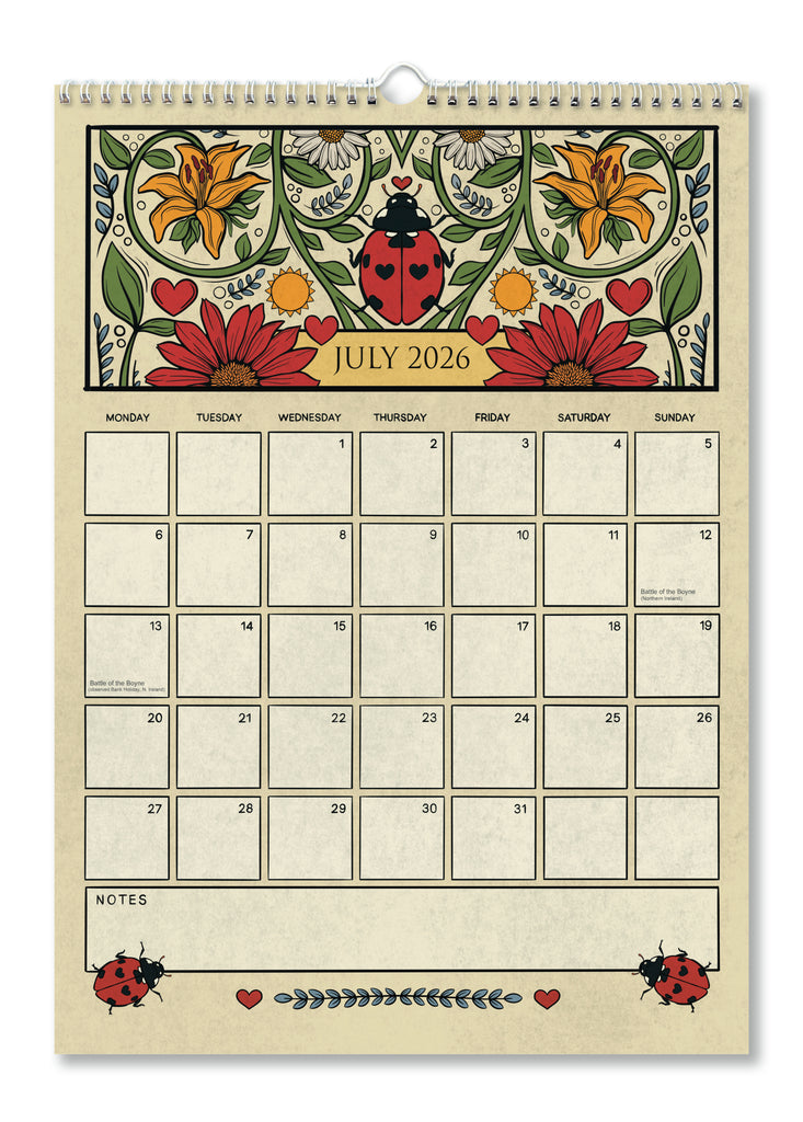 A4/ A3 Academic Wall Calendar 16 Months / Sept 2025 - Dec 2026 / Artwork by Zoe Howard / Perfect gift for family and friends / Free Postage