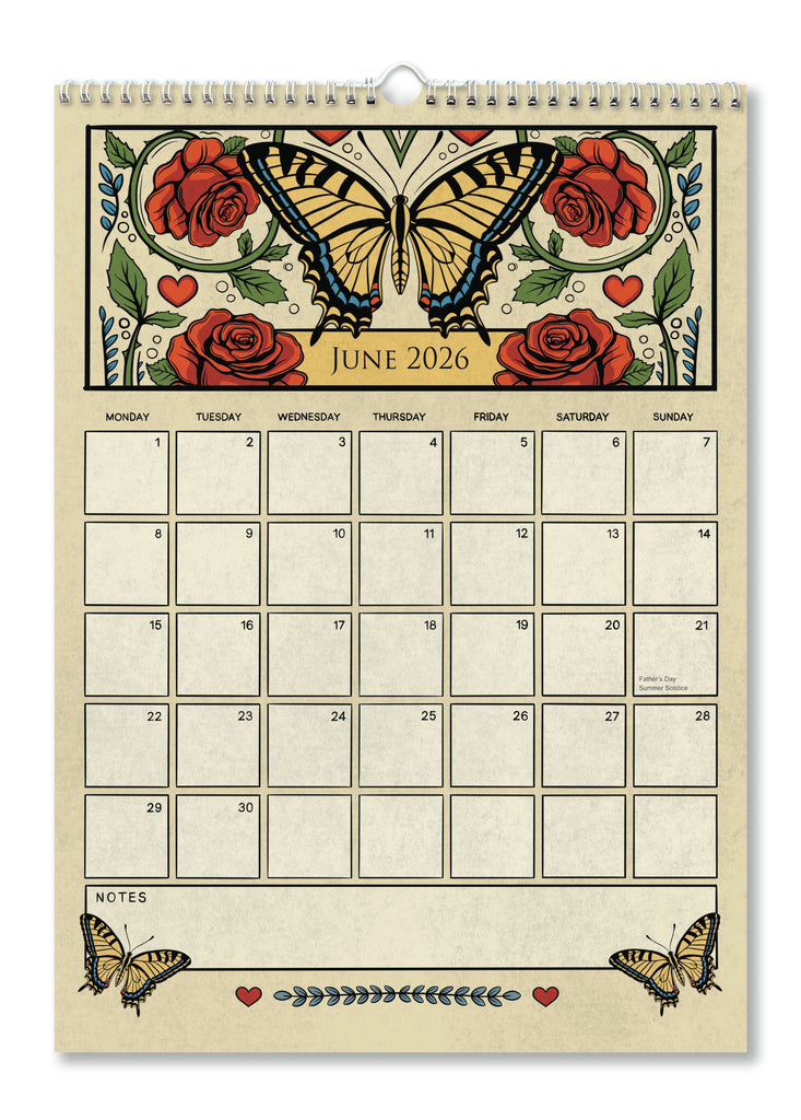 A4/ A3 Academic Wall Calendar 16 Months / Sept 2025 - Dec 2026 / Artwork by Zoe Howard / Perfect gift for family and friends / Free Postage