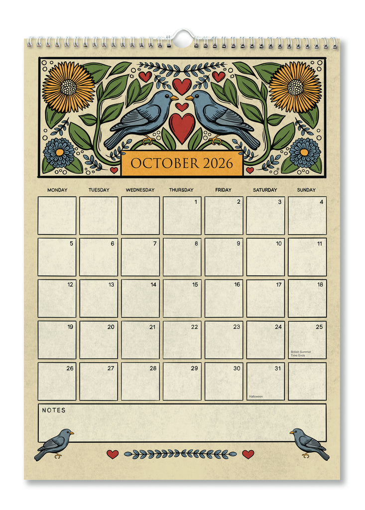 A4/ A3 Academic Wall Calendar 16 Months / Sept 2025 - Dec 2026 / Artwork by Zoe Howard / Perfect gift for family and friends / Free Postage