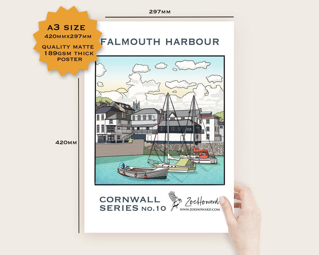 Falmouth Harbour, Cornwall A4/A3 Poster