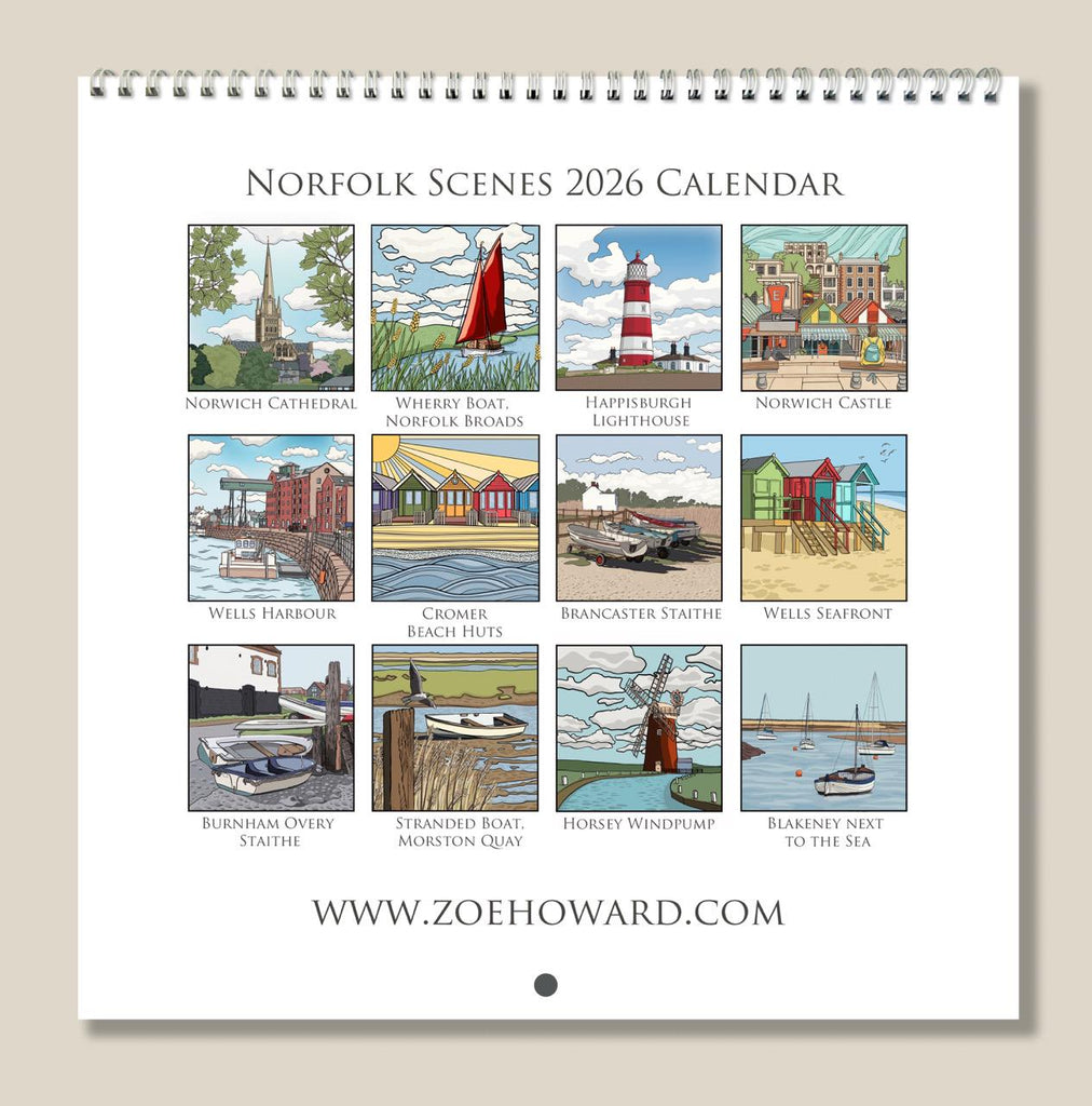 Norfolk Calendar 2026 illustrated by Zoe Howard