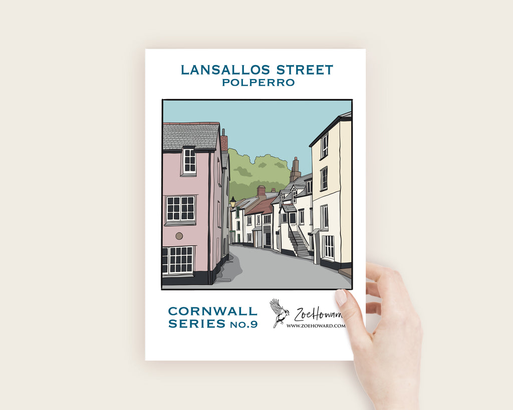 Lansallo Street, Polperro, Cornwall A4/A3 Poster