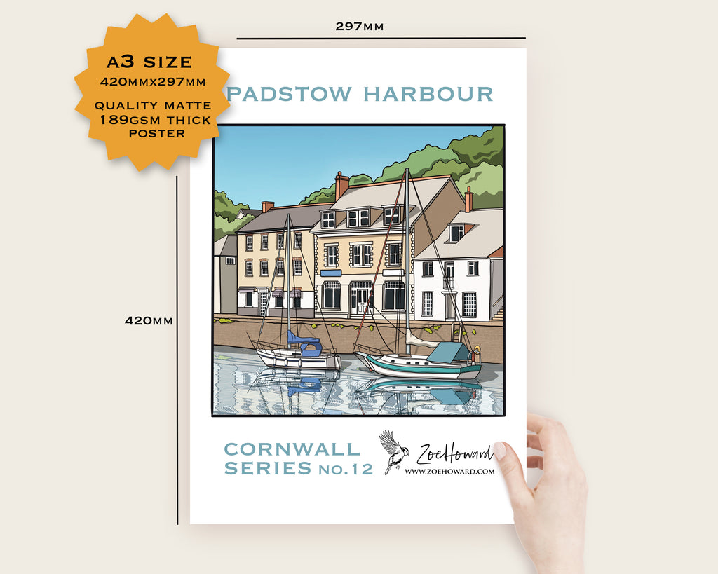 Padstow Harbour, Cornwall A4/A3 Poster