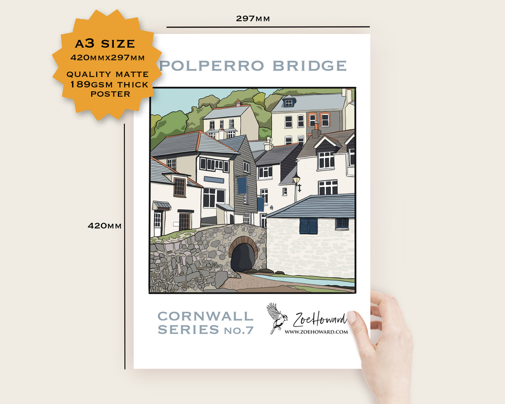 Polperro Bridge, Cornwall A4/A3 Poster