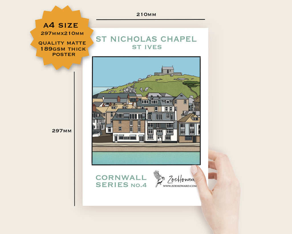 St Ives, Cornwall A4/A3 Poster