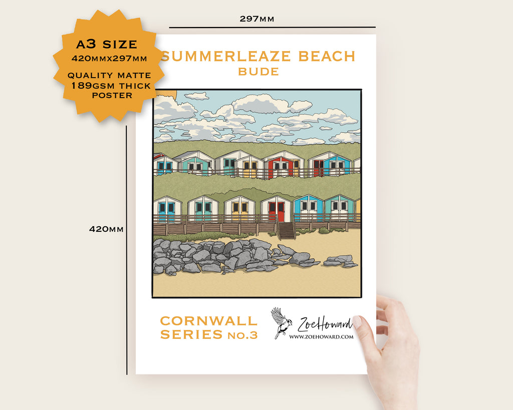 Summerleaze Beach, Cornwall A4/A3 Poster
