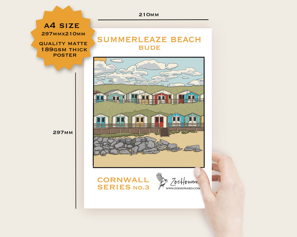 Summerleaze Beach, Cornwall A4/A3 Poster