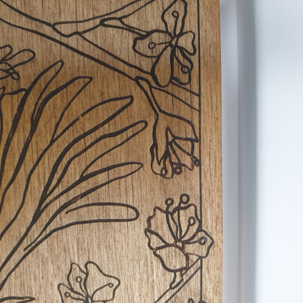 Floating frame wooden engraved 'The Blue Tit and the Butterfly'
