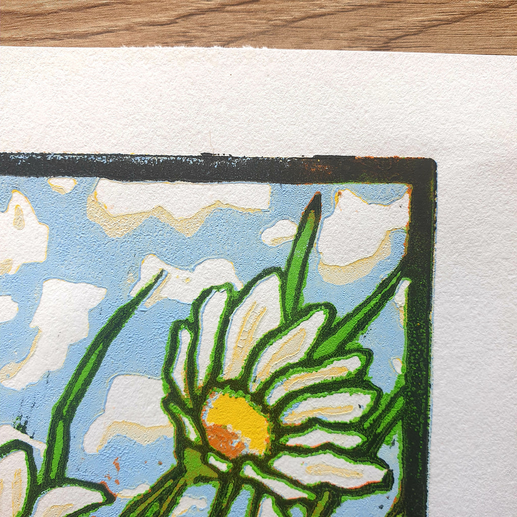 "Daisies" Seconds linocut print
