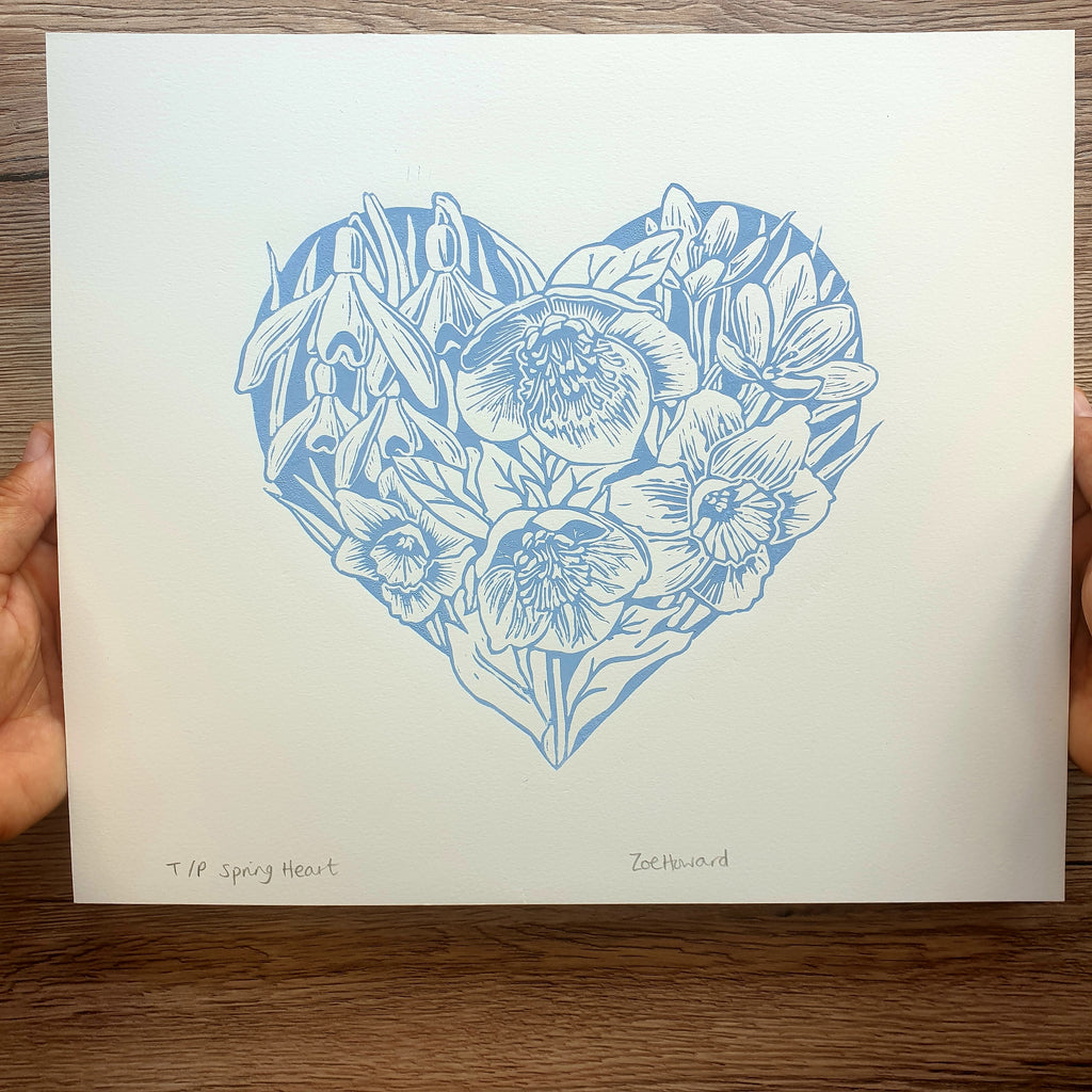 "Spring Heart" Seconds linocut print
