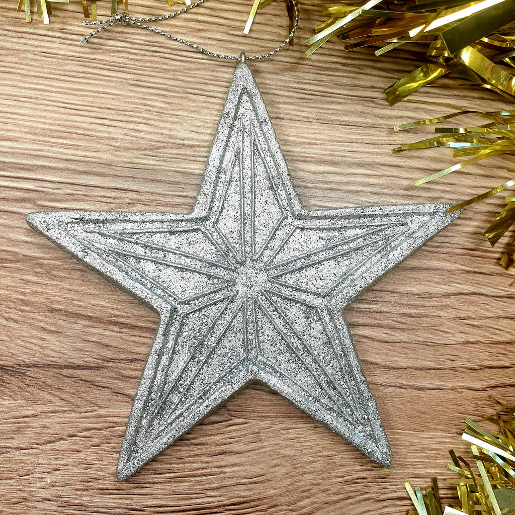 Silver Geometric Festive Christmas Star