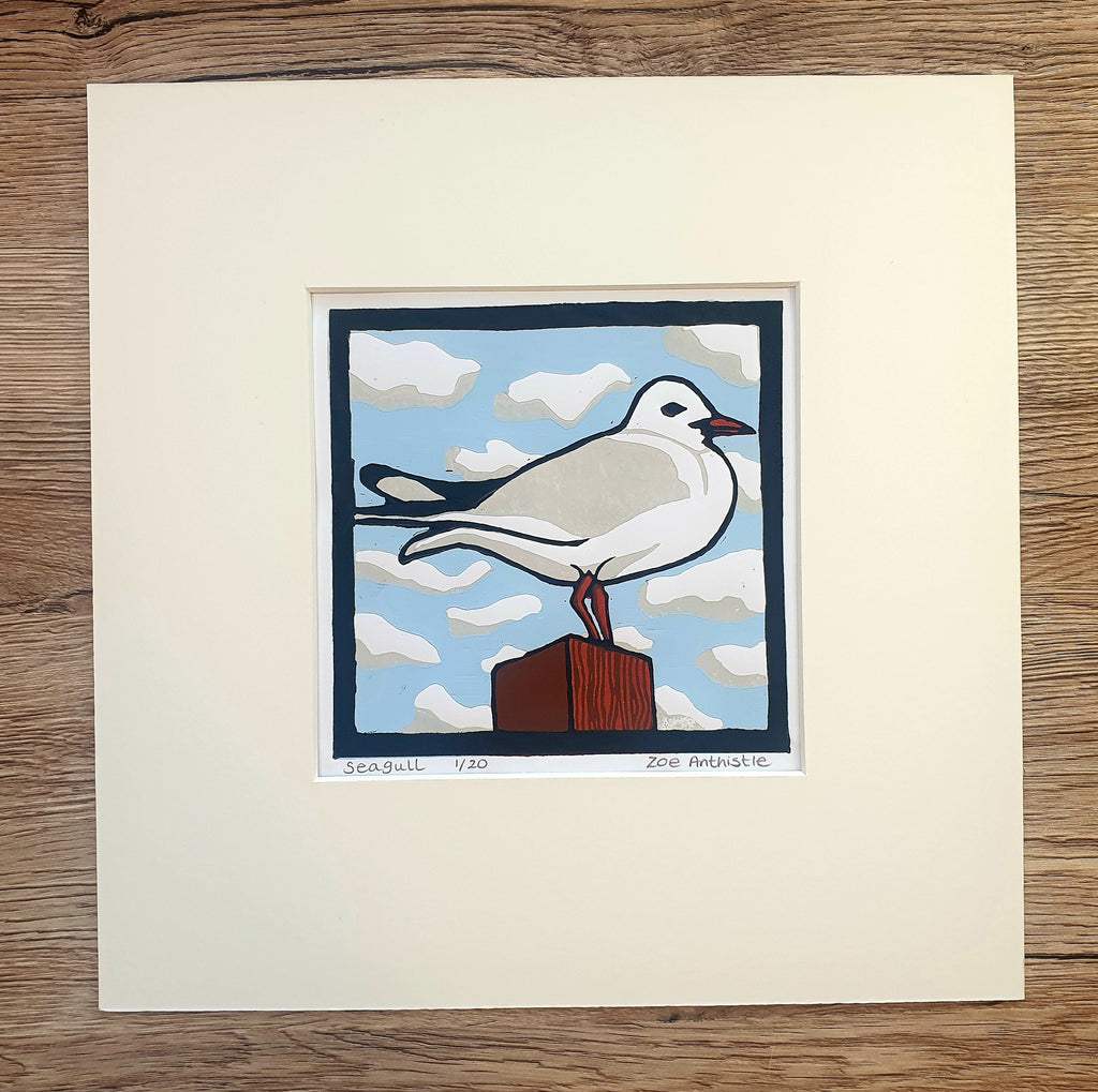 'Seagull' Limited Edition Original Linocut - Sale