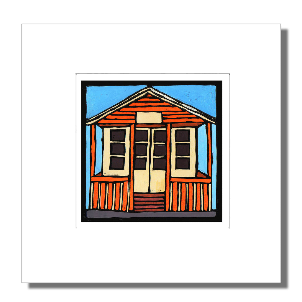 Beach Hut Mounted Digital Print with framing options