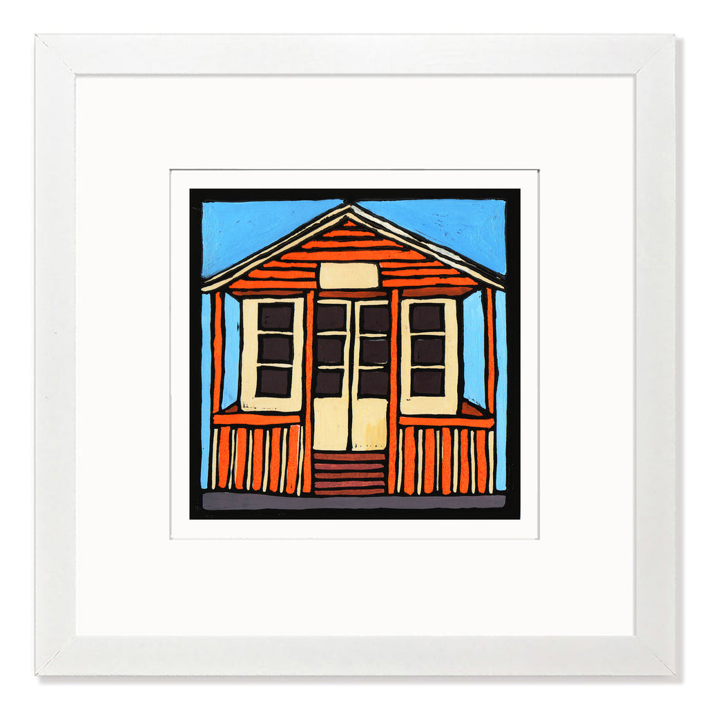 Beach Hut Mounted Digital Print with framing options