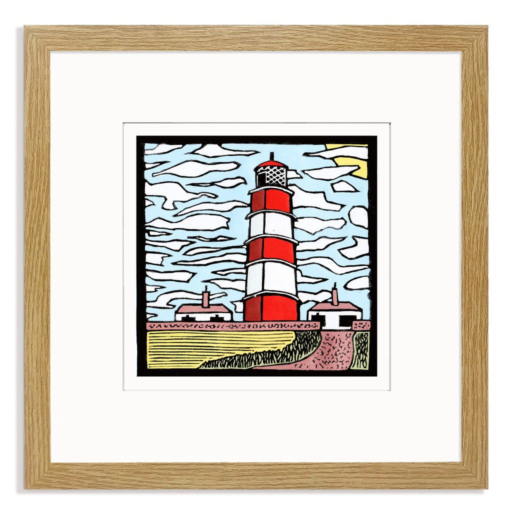 Happisburgh Lighthouse Mounted Digital Print with framing options