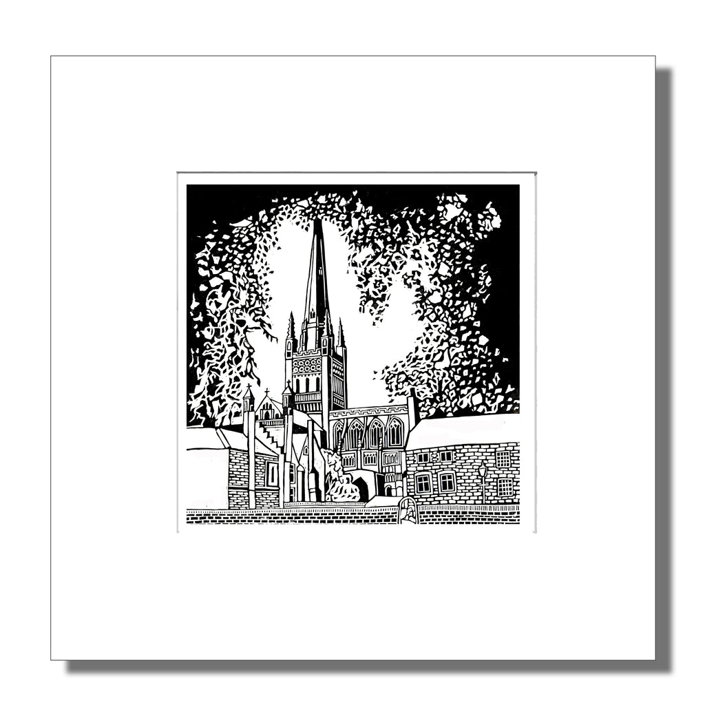 Norwich Cathedral Mounted Digital Print with framing options