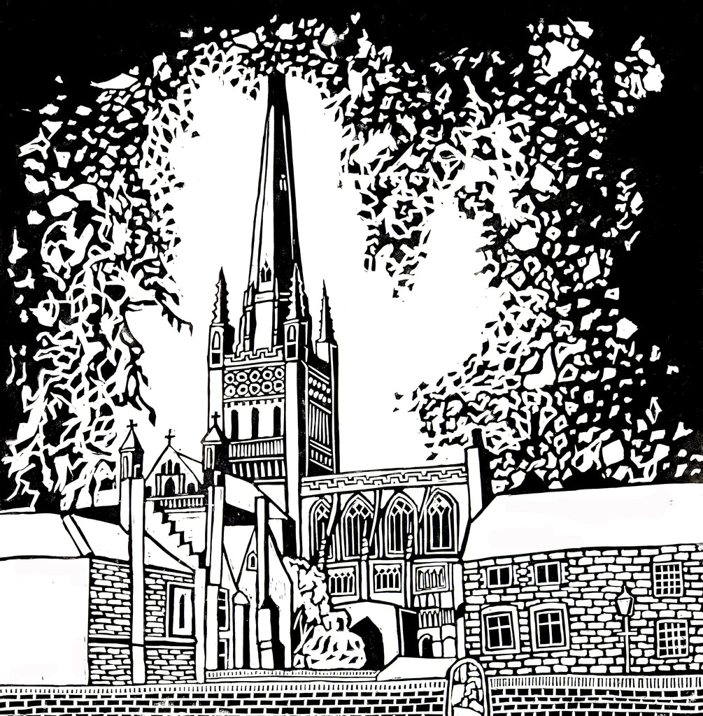 'Norwich Cathedral' Limited Edition Original Linocut