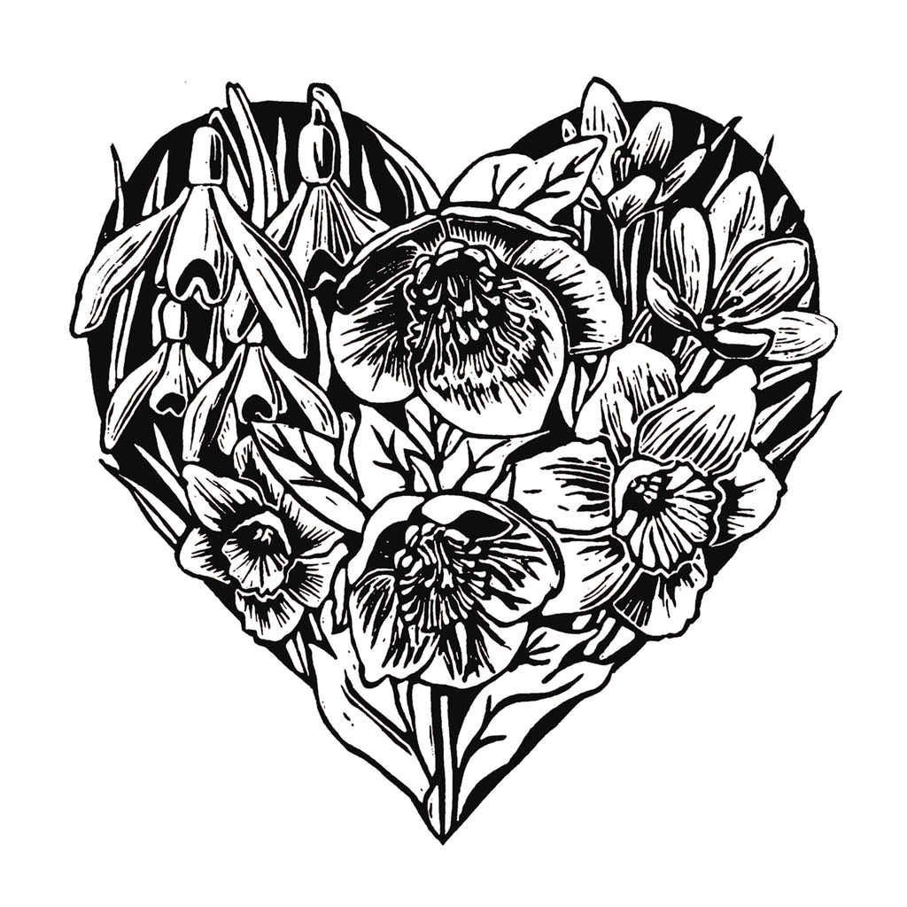Spring Heart in black Mounted Digital Print with framing options
