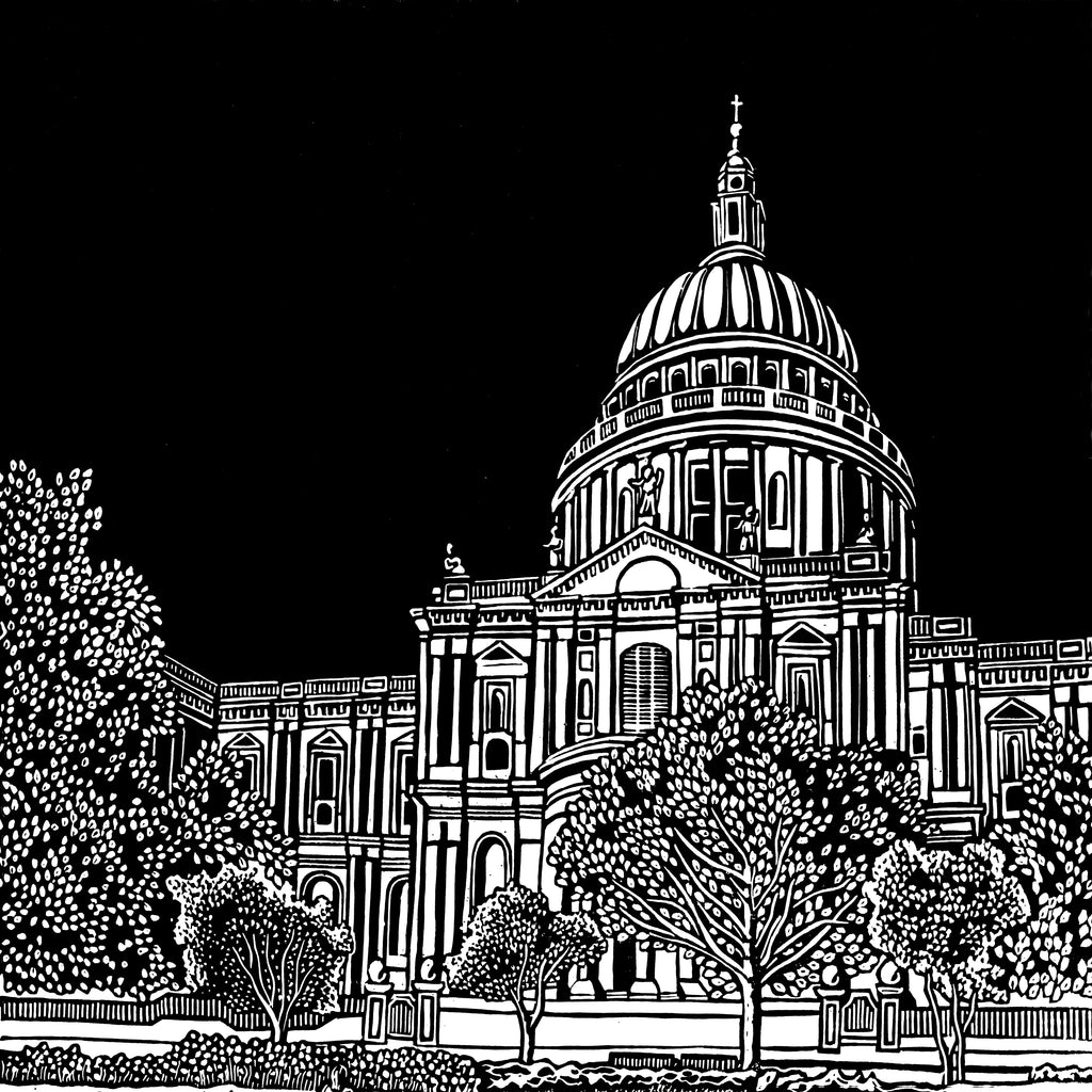 'St Pauls Cathedral, London' Limited Edition Original Linocut