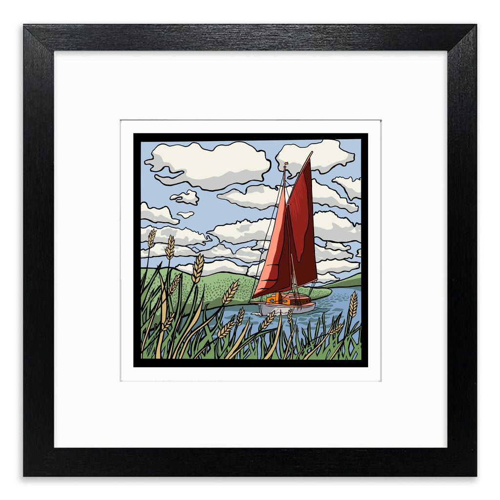 Boat on the Broads Mounted Digital Print with framing options