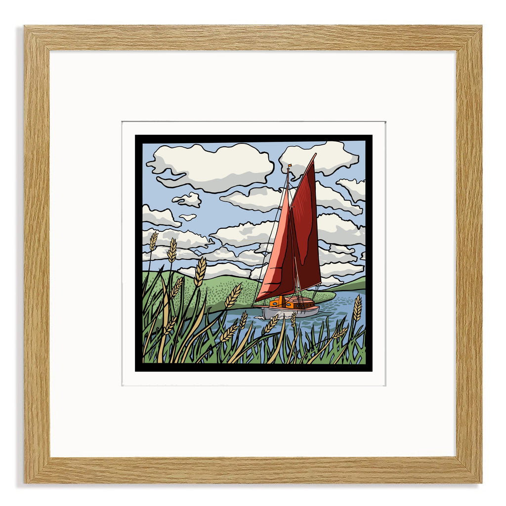 Boat on the Broads Mounted Digital Print with framing options