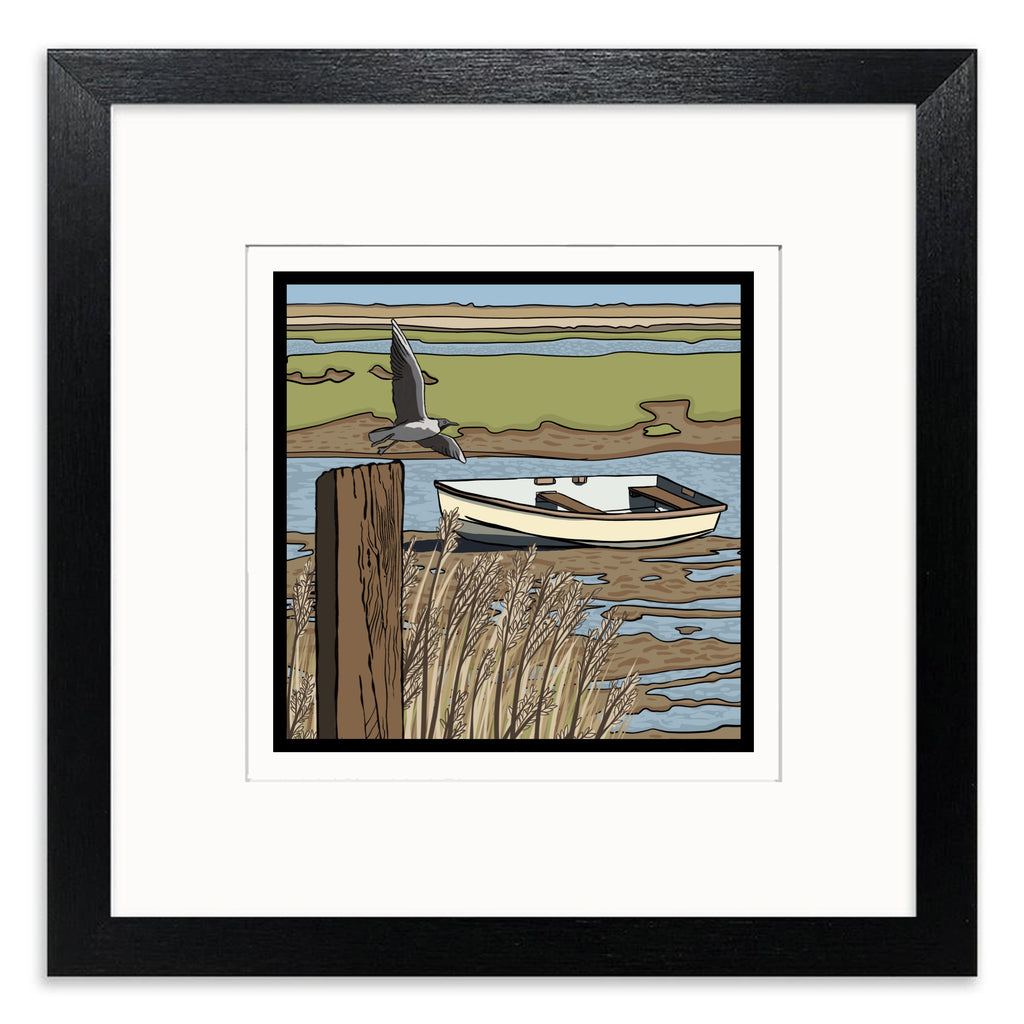 Stranded Boat Mounted Digital Print with framing options
