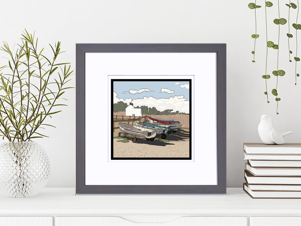 Brancaster Staithe Mounted Digital Print with framing