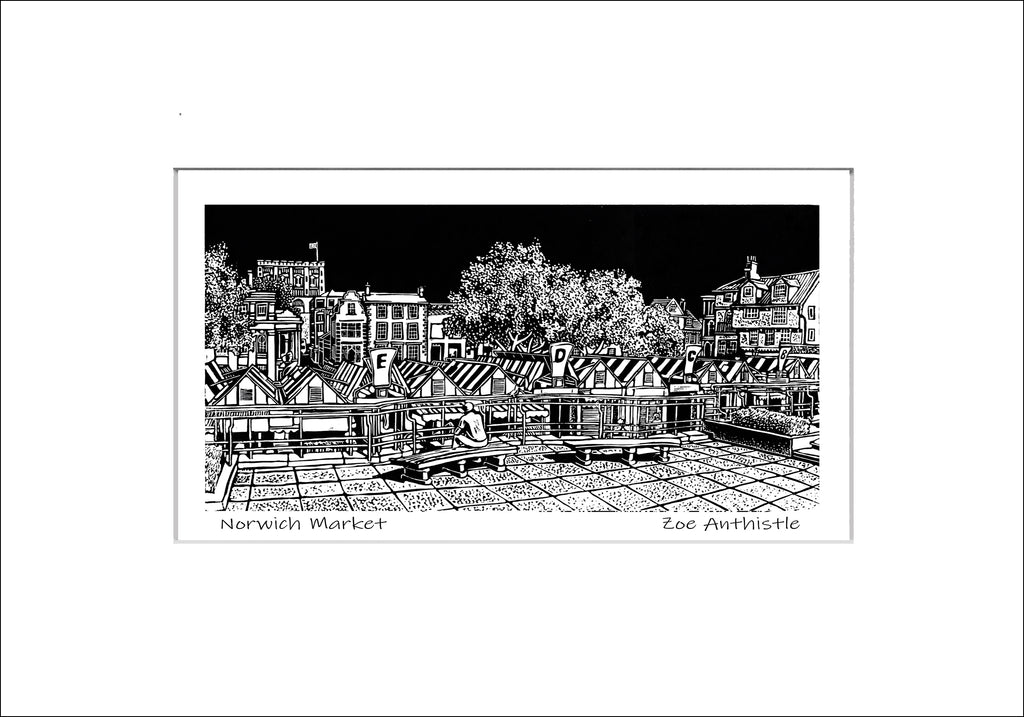 'Norwich Market' Limited Edition Original Linocut
