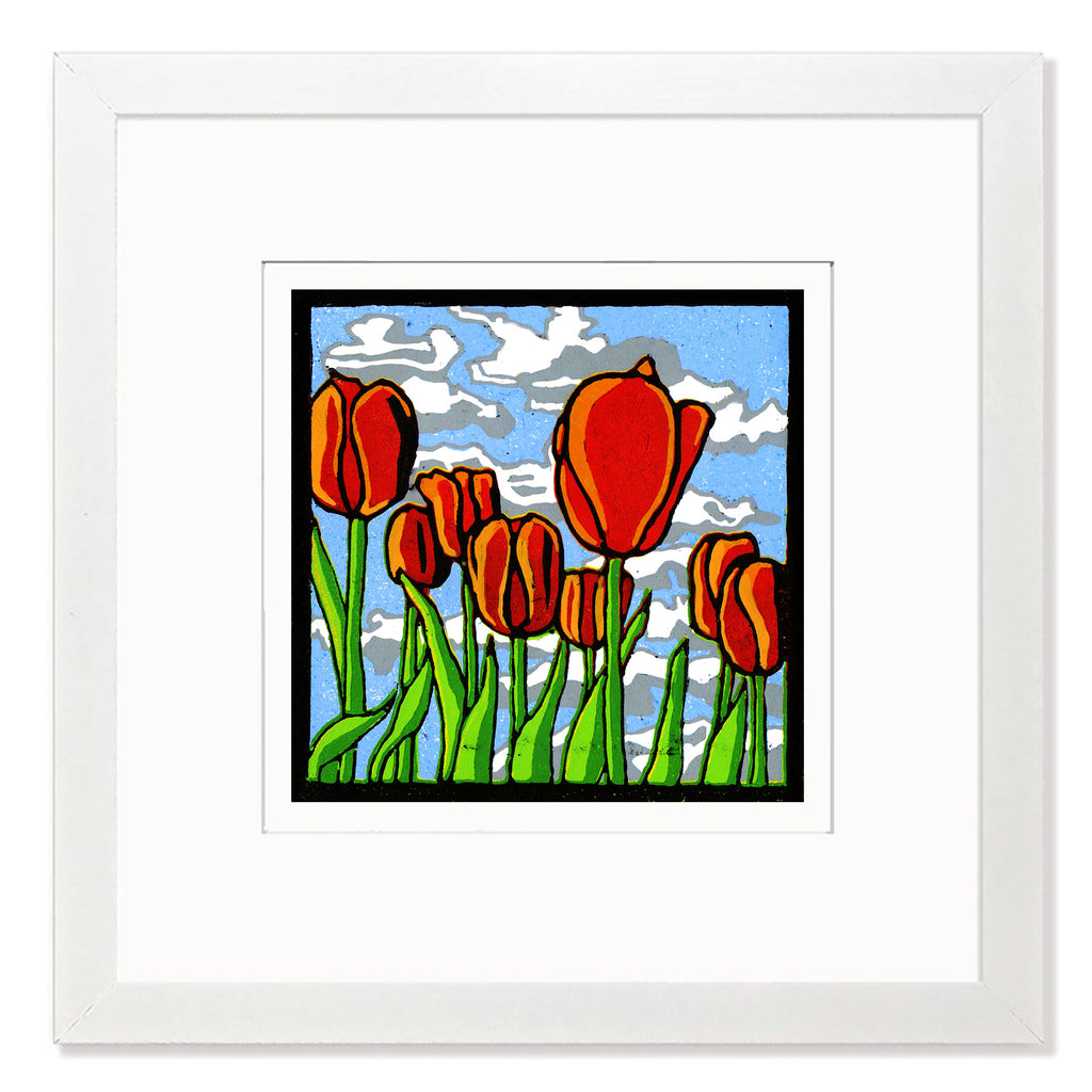 Red Tulips Mounted Digital Print with framing options